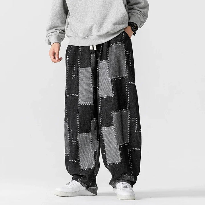 Urban Wear Patchwork Denim Joggers